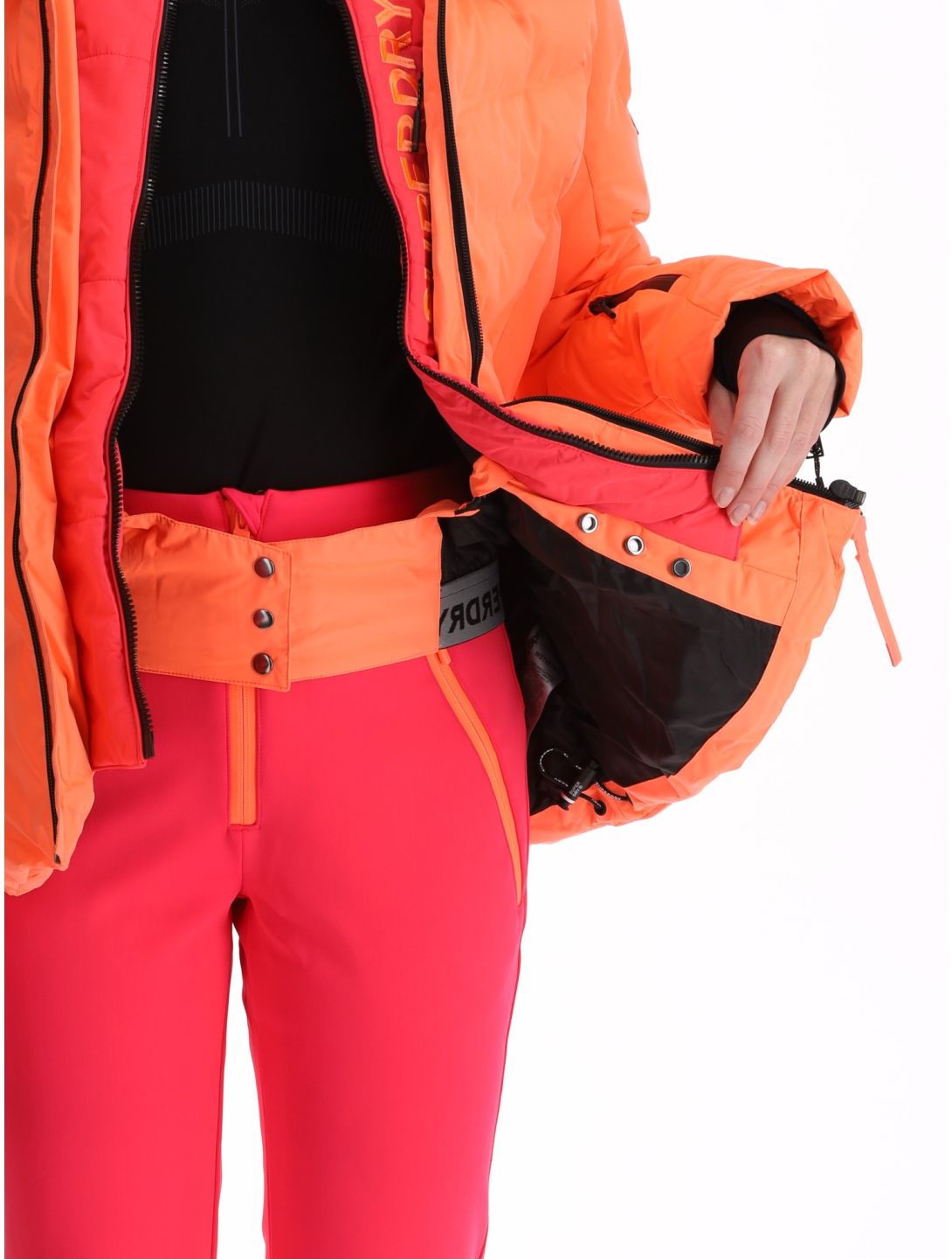 Superdry, Ski Luxe Puffer AA Jas gevoerd dames Pastelline Coral Roze 