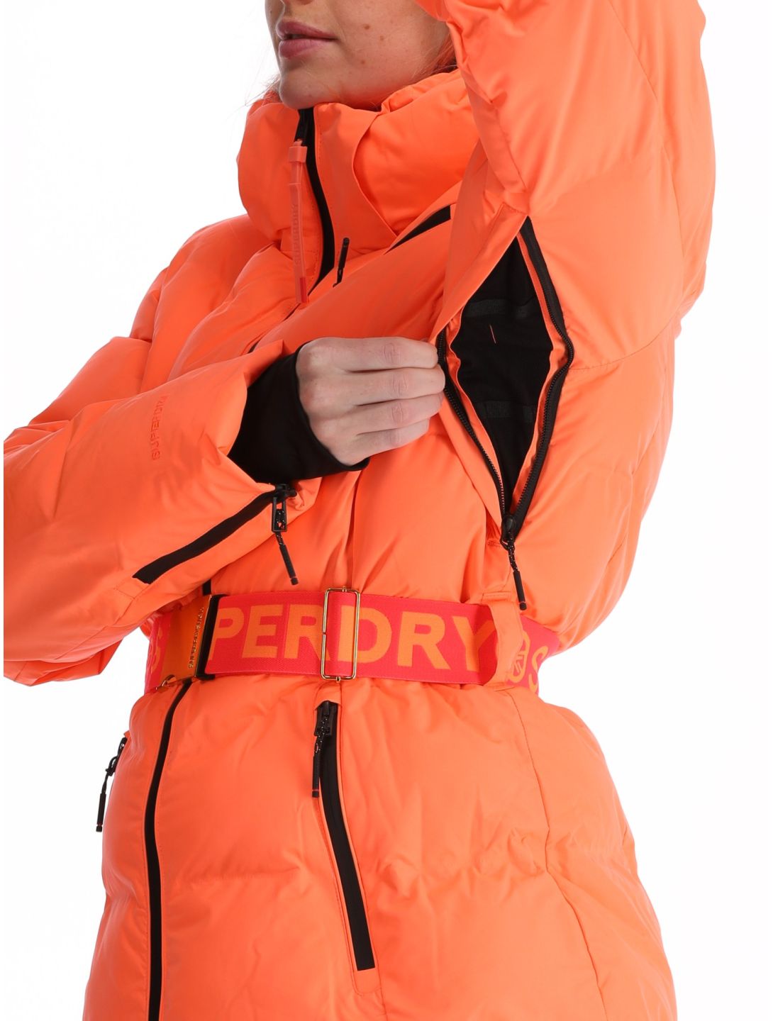 Superdry, Ski Luxe Puffer AA Jas gevoerd dames Pastelline Coral Roze 