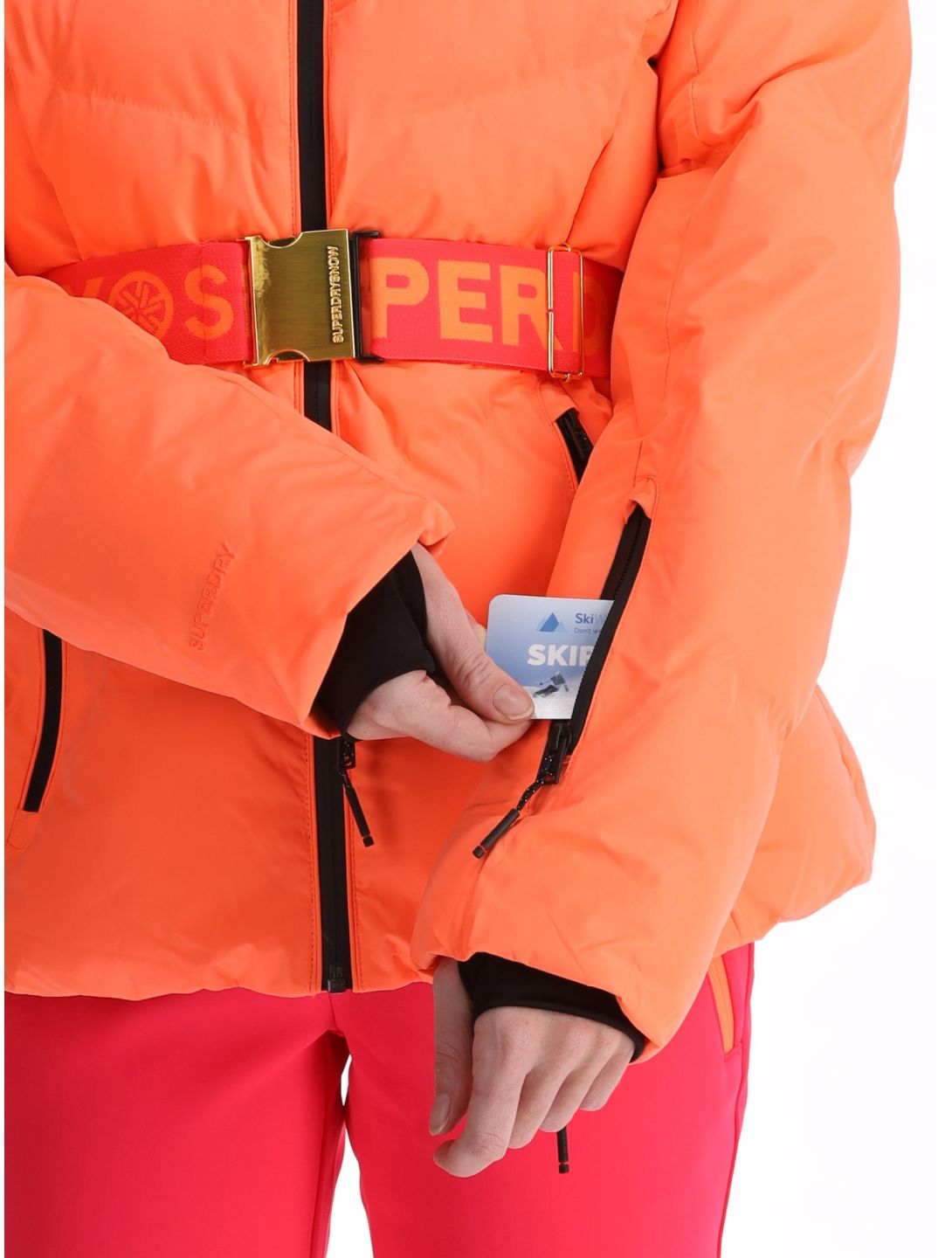 Superdry, Ski Luxe Puffer AA Jas gevoerd dames Pastelline Coral Roze 