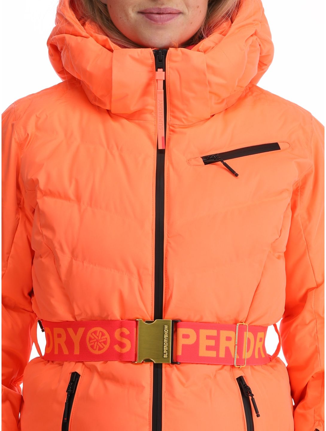 Superdry, Ski Luxe Puffer AA Jas gevoerd dames Pastelline Coral Roze 