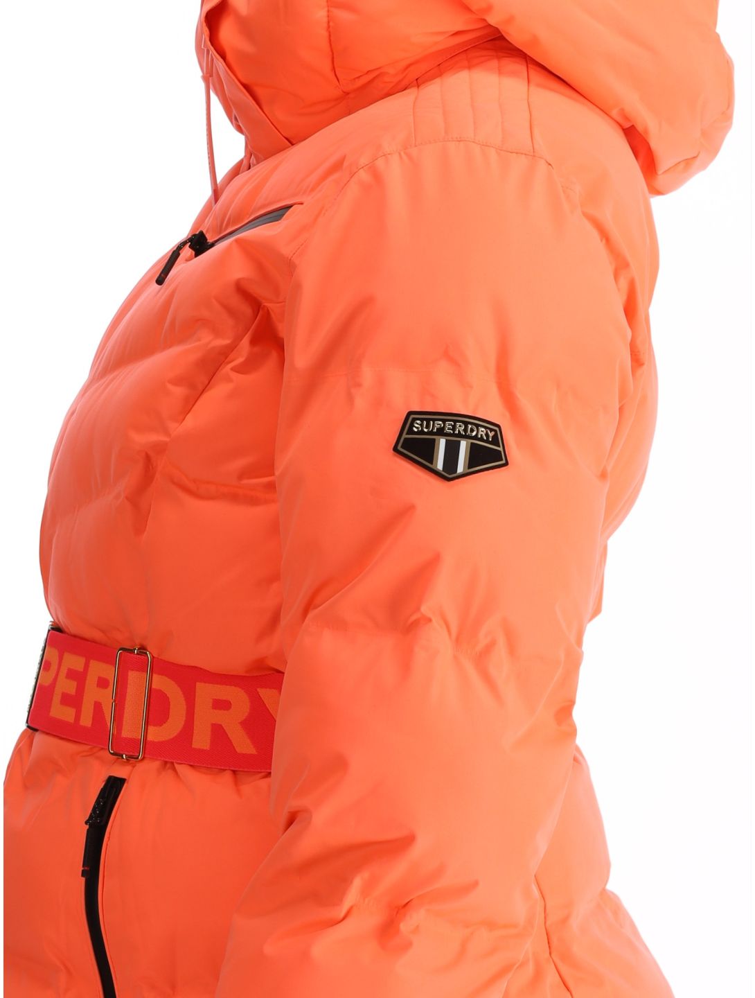 Superdry, Ski Luxe Puffer AA Jas gevoerd dames Pastelline Coral Roze 