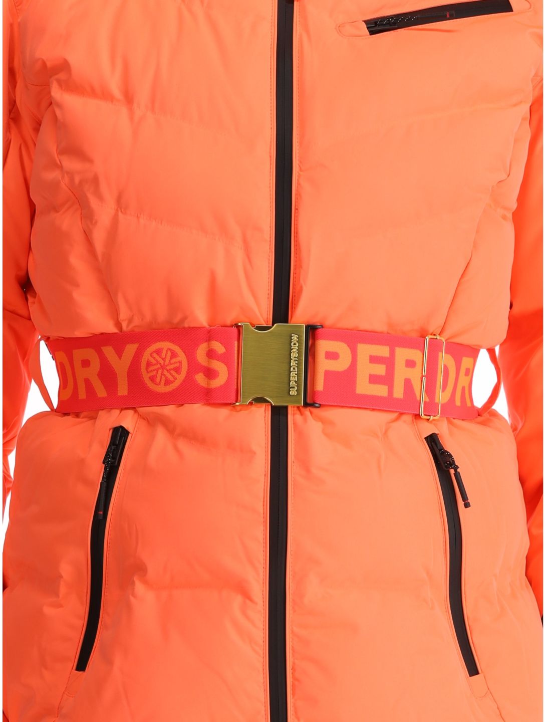 Superdry, Ski Luxe Puffer AA Jas gevoerd dames Pastelline Coral Roze 