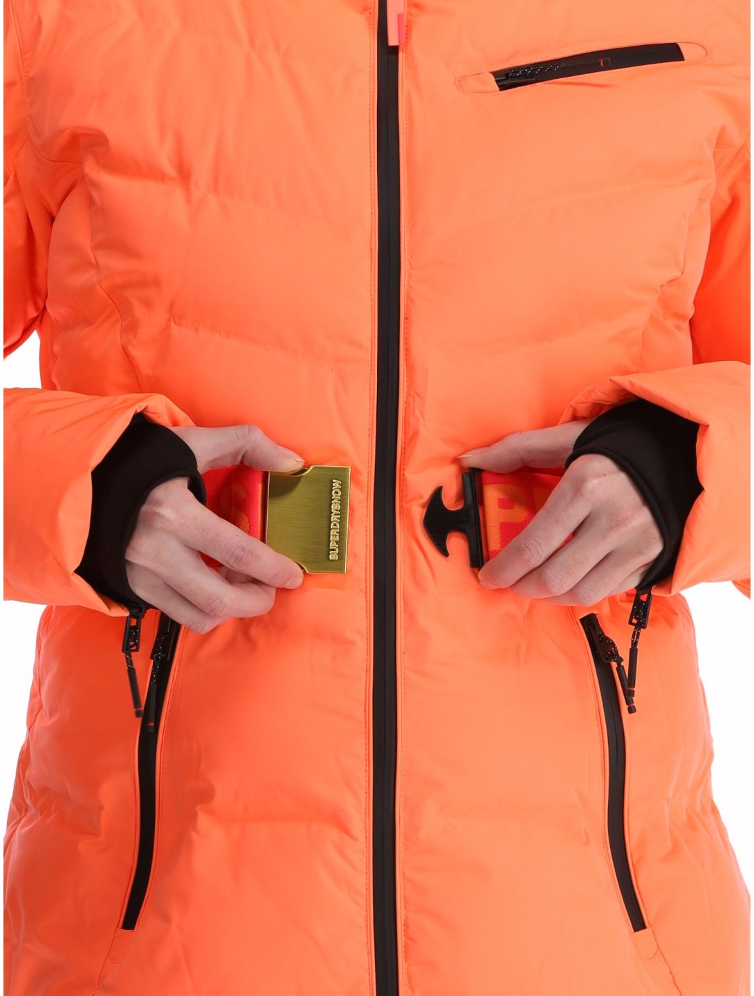 Superdry, Ski Luxe Puffer AA Jas gevoerd dames Pastelline Coral Roze 