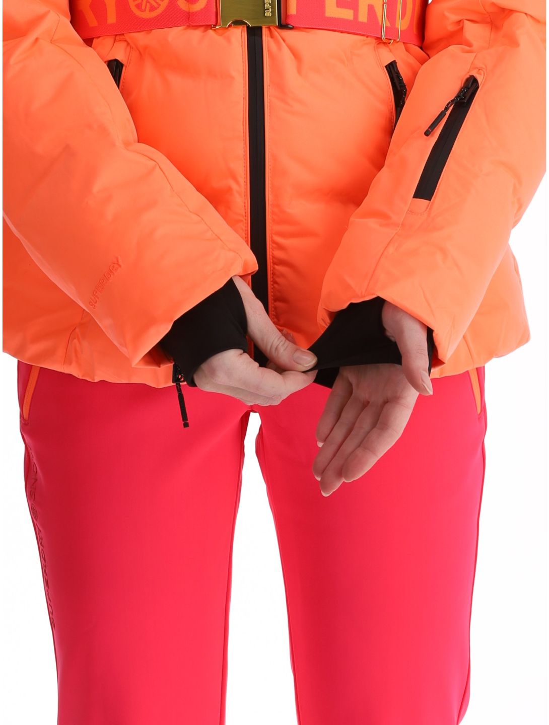 Superdry, Ski Luxe Puffer AA Jas gevoerd dames Pastelline Coral Roze 