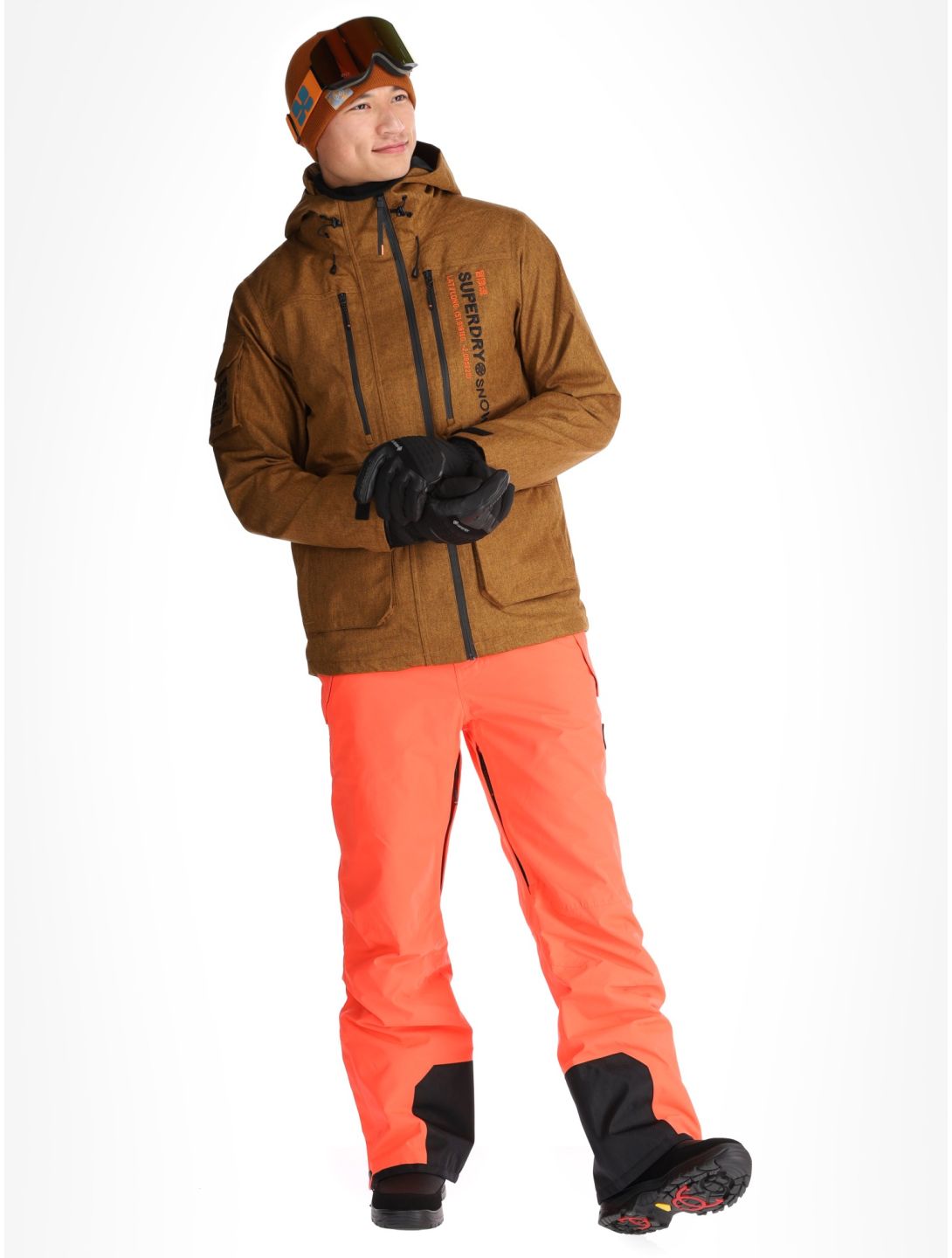 Superdry, Ski Peak Rescue AA Jas gevoerd heren Tobacco Brown Marl Bruin 