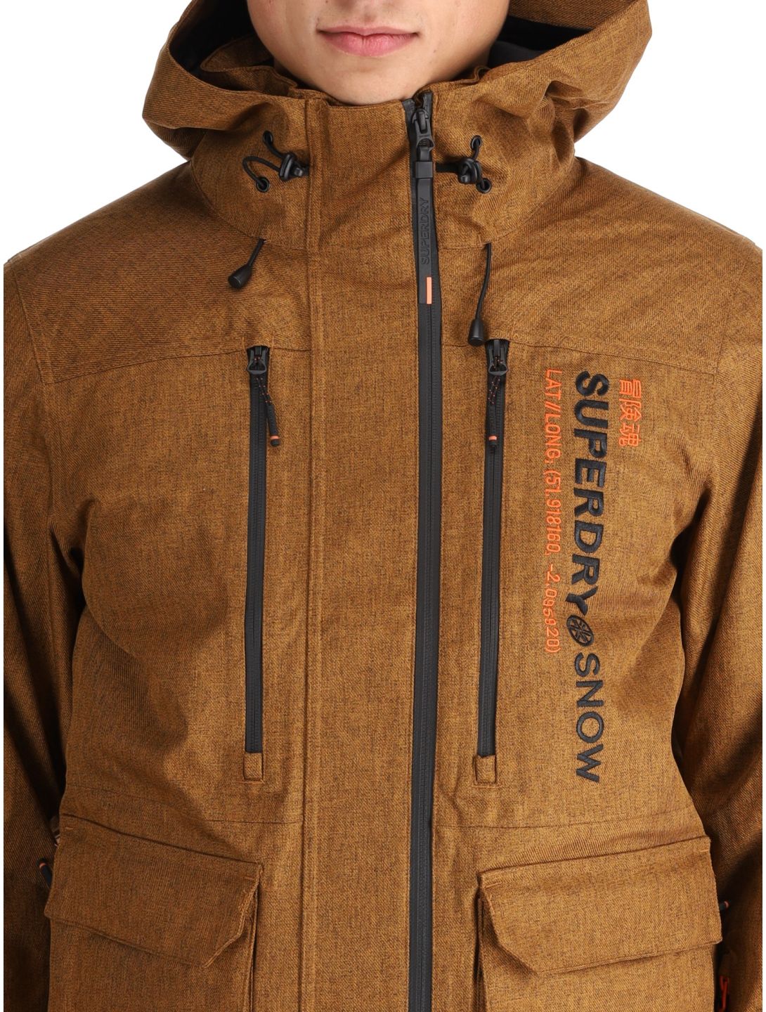 Superdry, Ski Peak Rescue AA Jas gevoerd heren Tobacco Brown Marl Bruin 