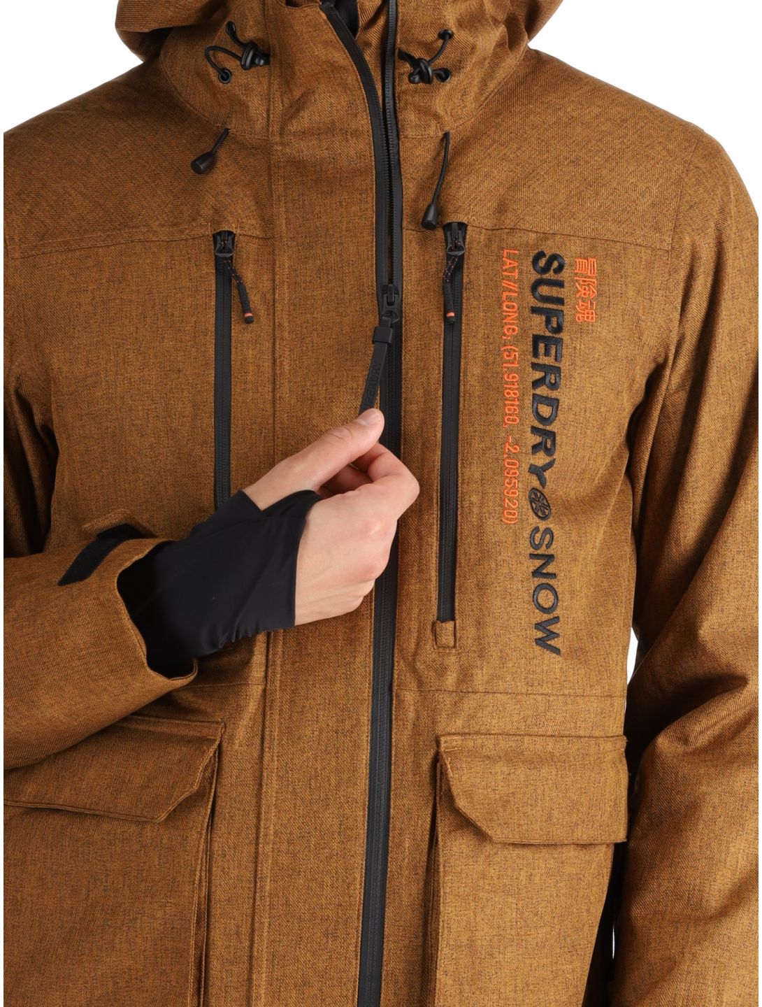 Superdry, Ski Peak Rescue AA Jas gevoerd heren Tobacco Brown Marl Bruin 