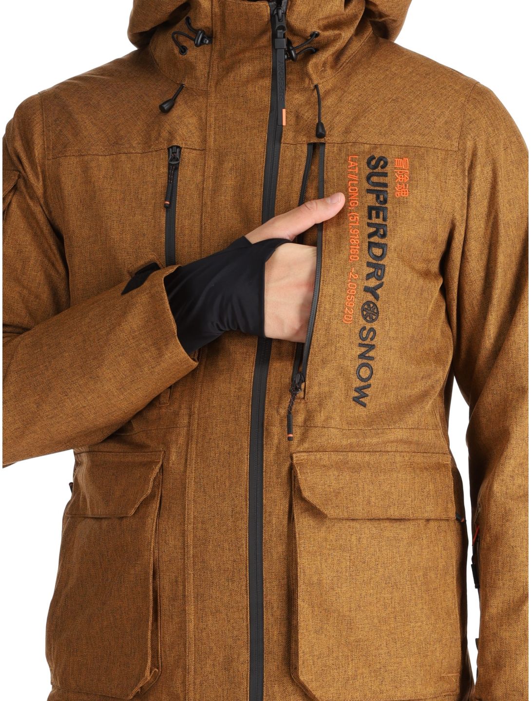 Superdry, Ski Peak Rescue AA Jas gevoerd heren Tobacco Brown Marl Bruin 