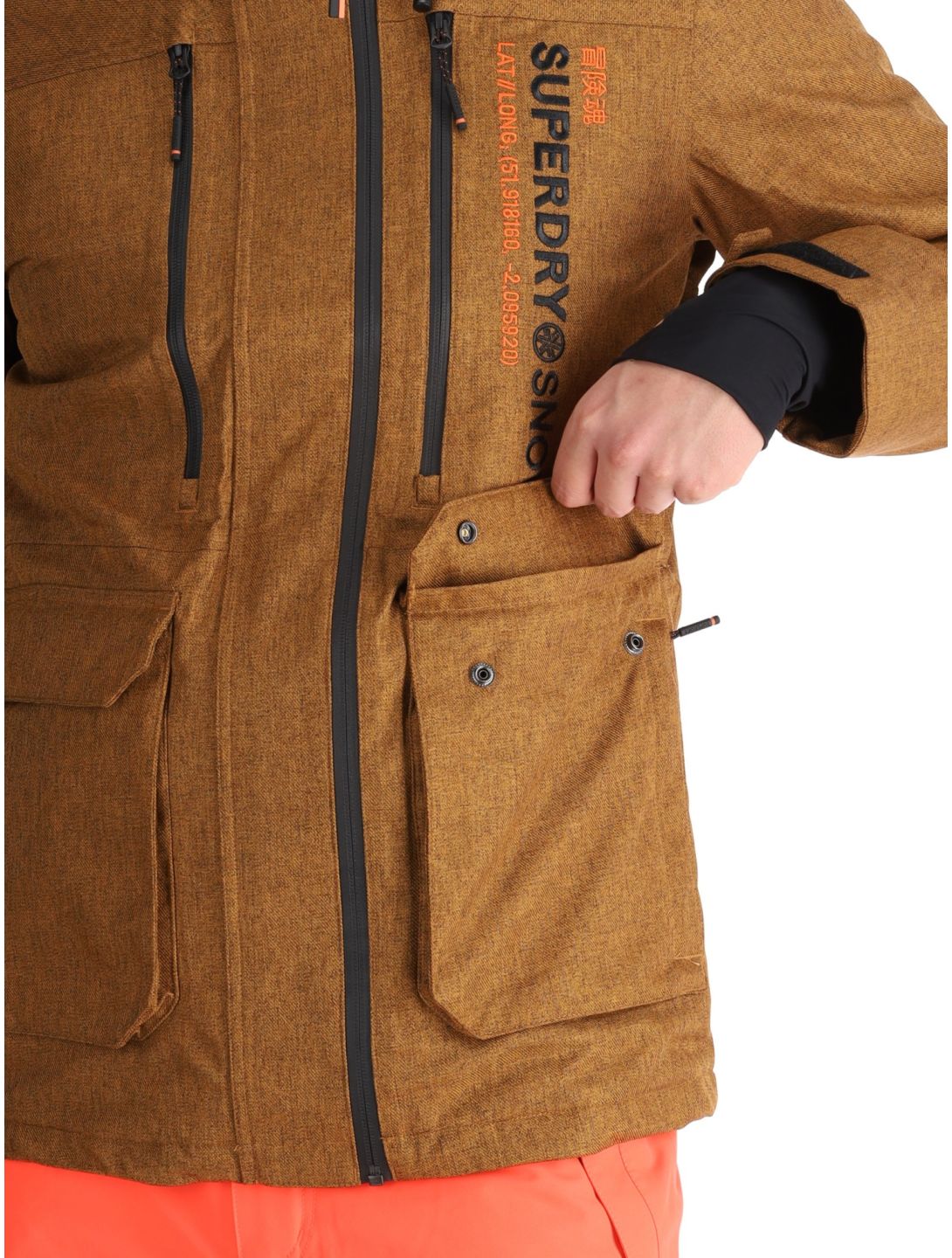 Superdry, Ski Peak Rescue AA Jas gevoerd heren Tobacco Brown Marl Bruin 