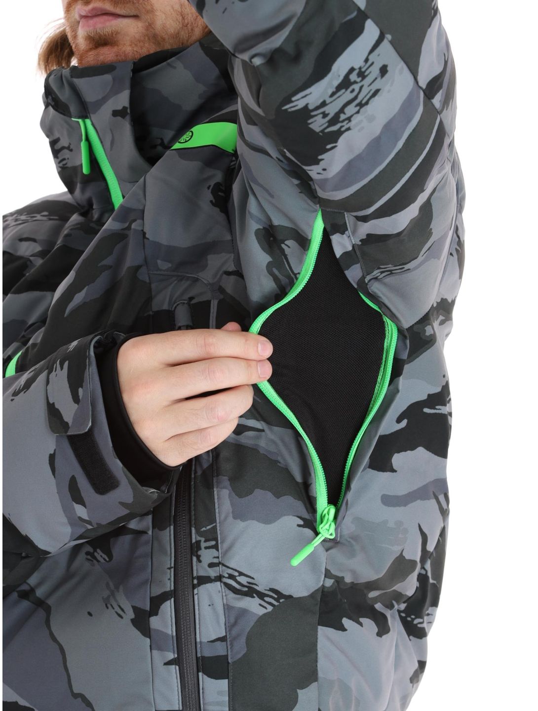 Superdry, Ski Radar Pro Puffer ski-jas heren Dark Grey Tiger Camo grijs 