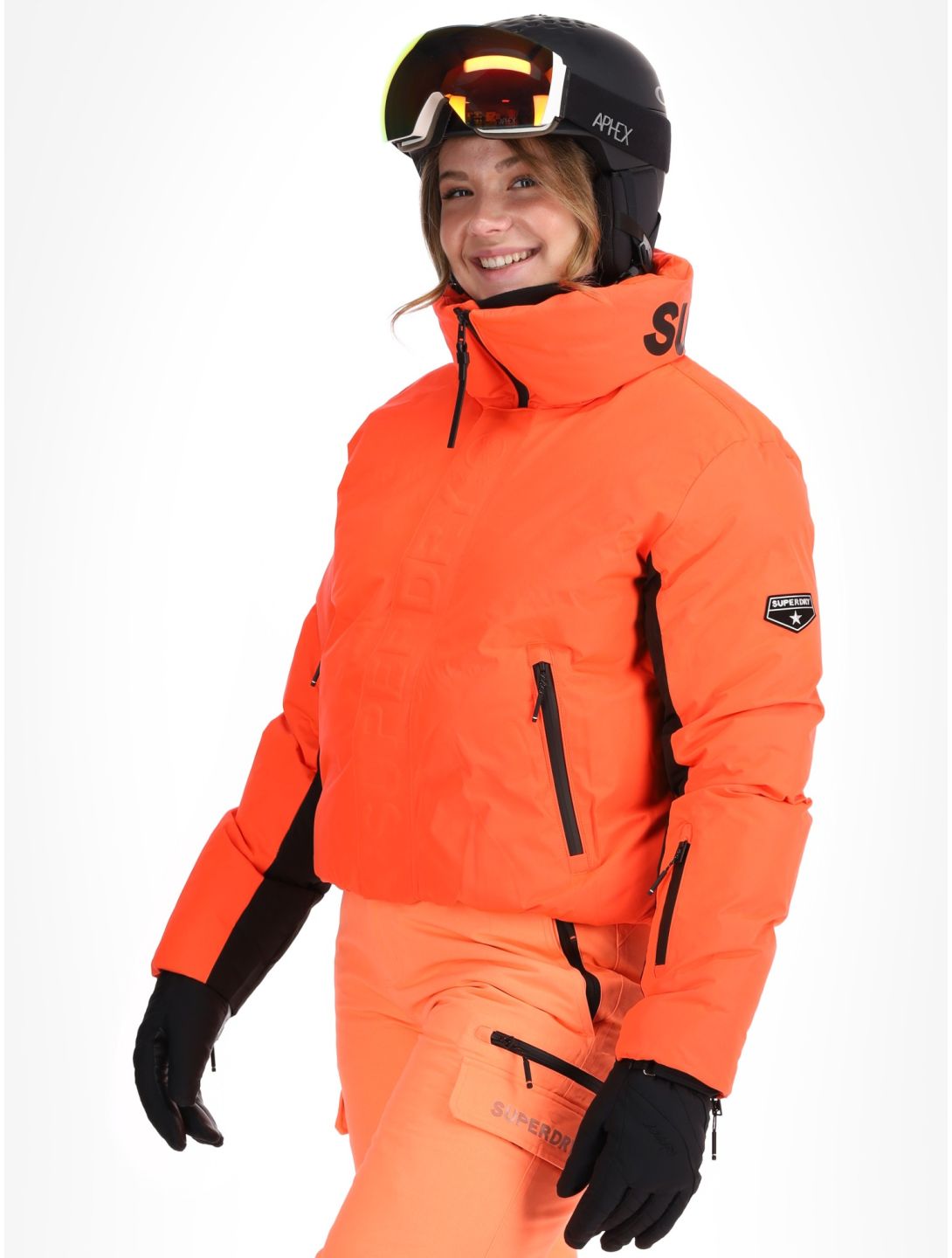 Superdry, Ski Slalom Puffer AA Jas gevoerd dames Volcanic Coral Roze 