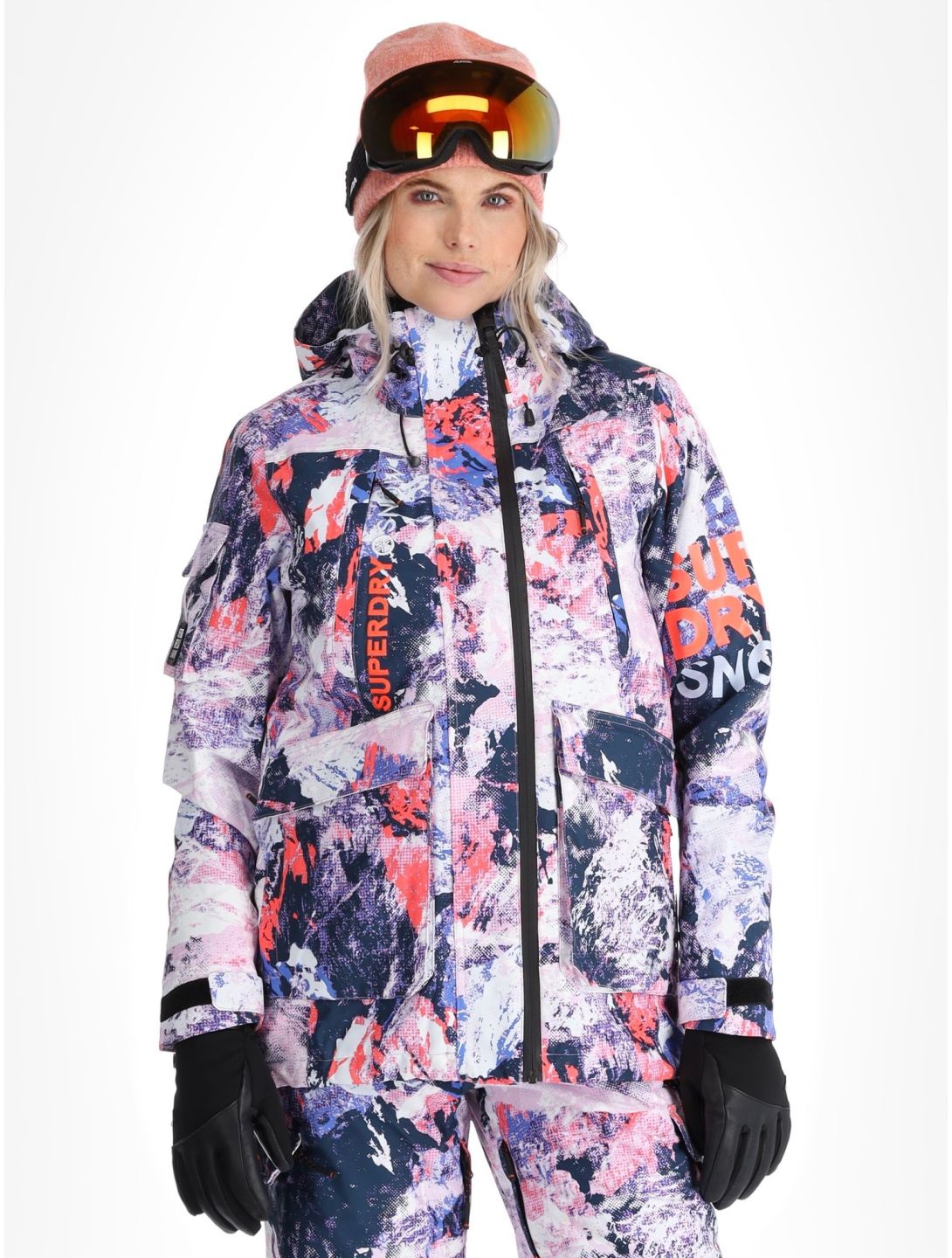 Superdry, Ski Ultimate Rescue AA Jas gevoerd dames Mountain Mesh Purple Multicolor, Paars 