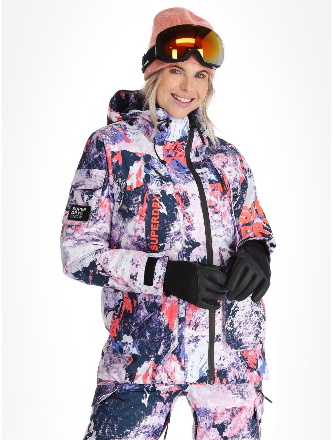 Superdry, Ski Ultimate Rescue AA Jas gevoerd dames Mountain Mesh Purple Multicolor, Paars 