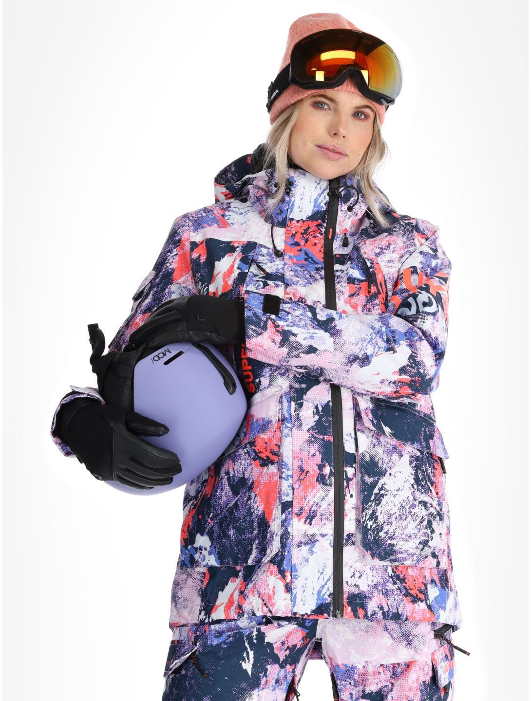 Superdry, Ski Ultimate Rescue AA Jas gevoerd dames Mountain Mesh Purple Multicolor, Paars 