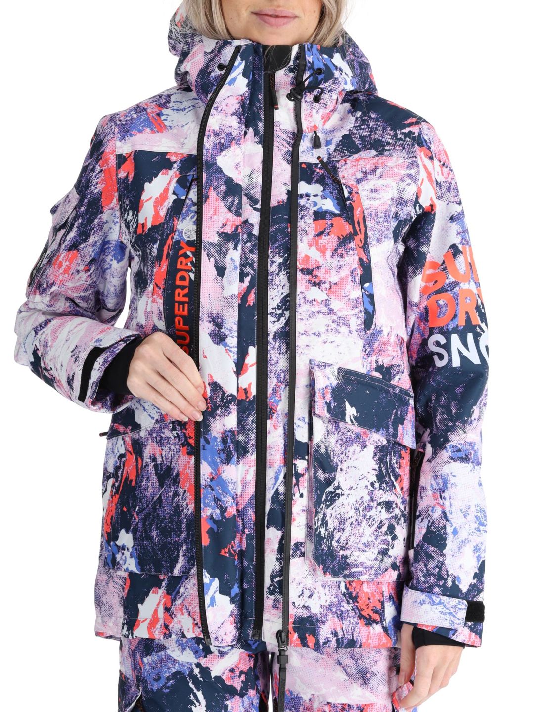 Superdry, Ski Ultimate Rescue AA Jas gevoerd dames Mountain Mesh Purple Multicolor, Paars 