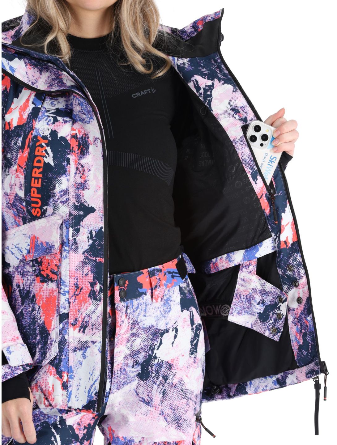 Superdry, Ski Ultimate Rescue AA Jas gevoerd dames Mountain Mesh Purple Multicolor, Paars 