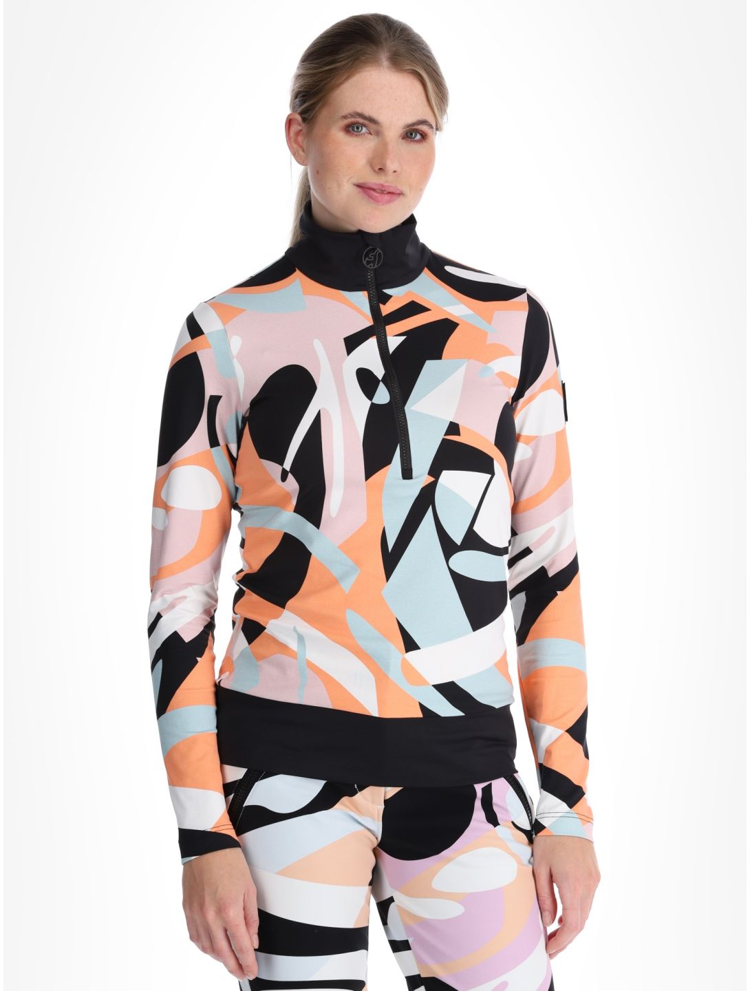 Toni Sailer, Wieka Print GA Ski pully dames Clementine Sorbet Oranje 