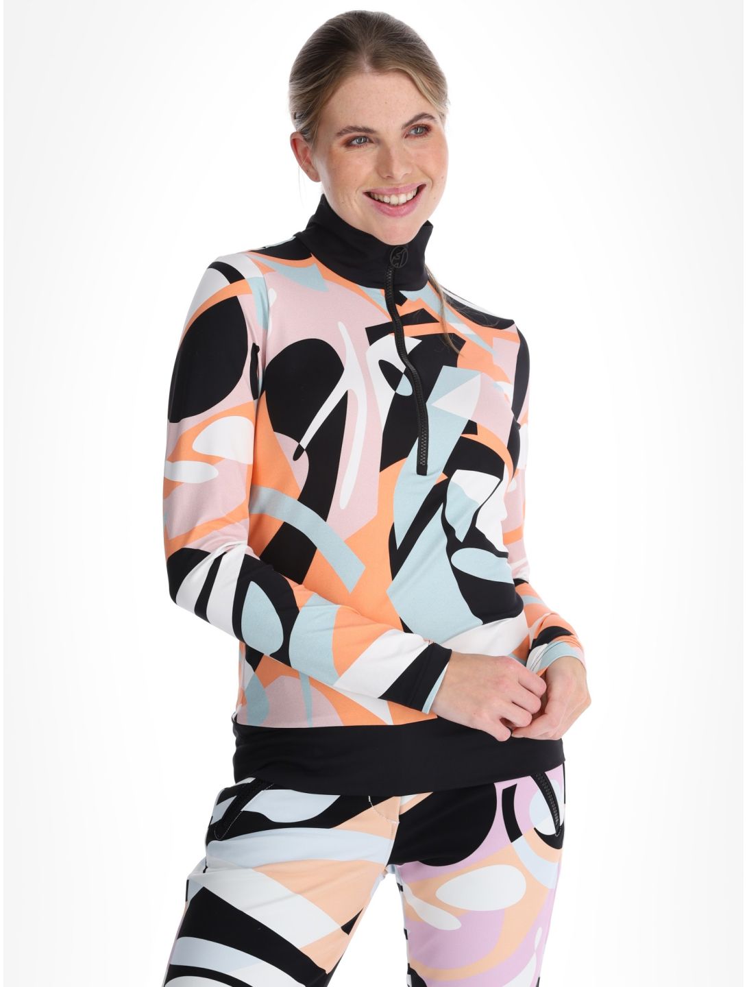 Toni Sailer, Wieka Print GA Ski pully dames Clementine Sorbet Oranje 