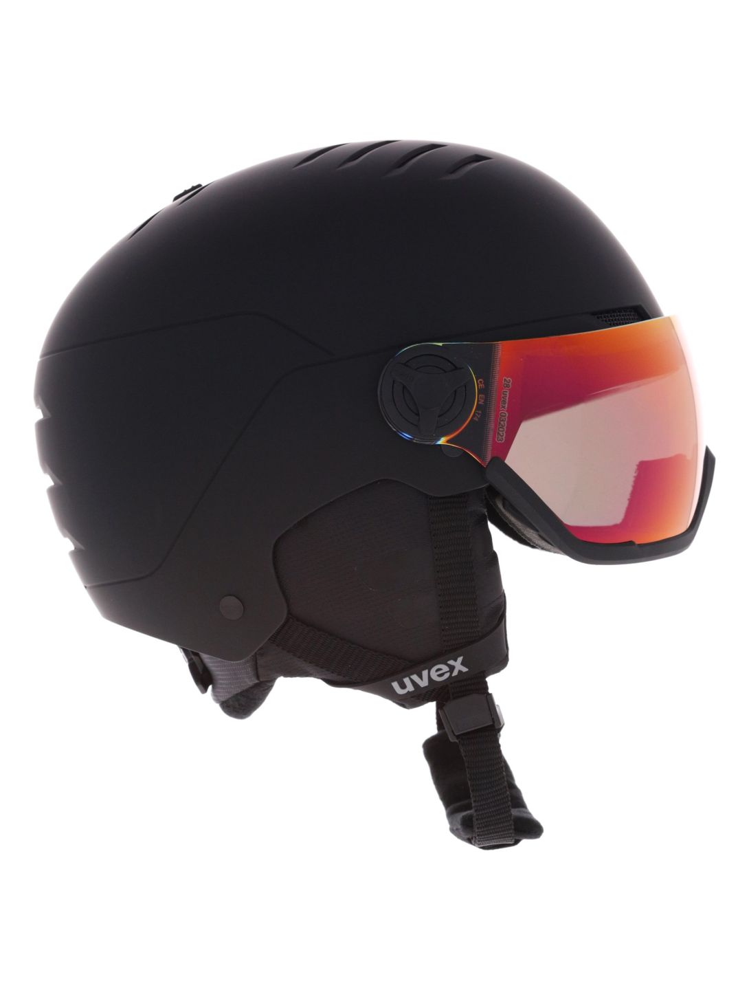 Uvex, Wanted Visor skihelm met vizier unisex Black Matt/ Mirror Red zwart 