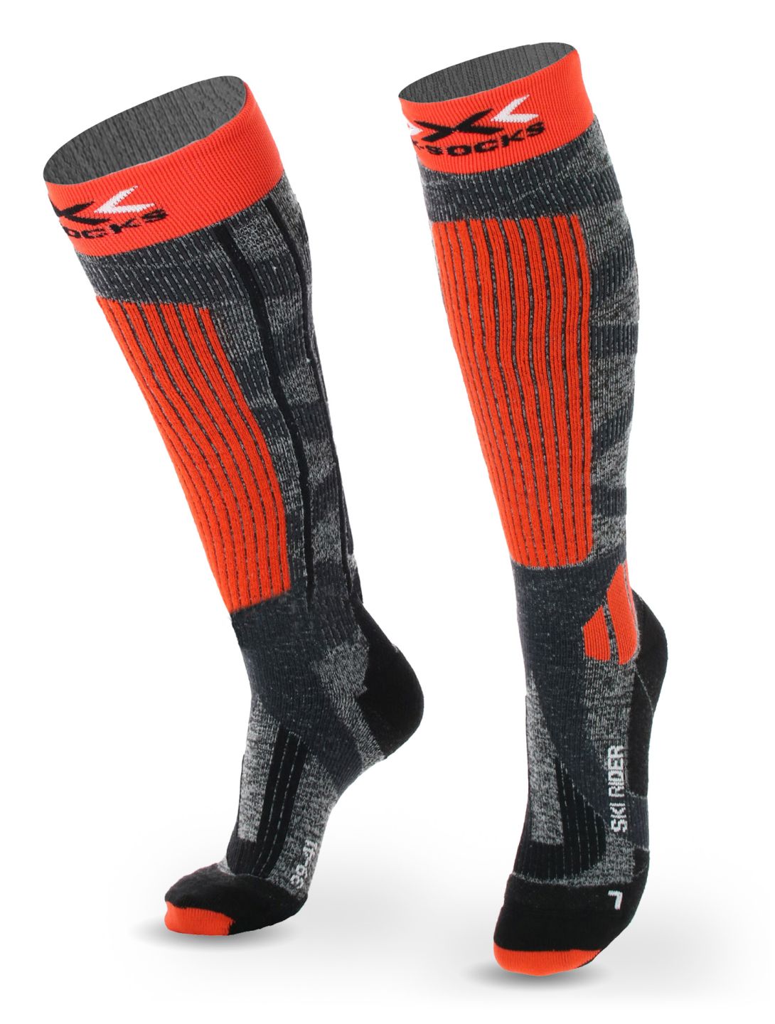 X-socks, Ski Rider 4.0 skisokken unisex Grey / Orange grijs, oranje 