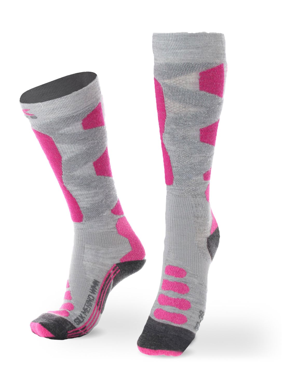 X-socks, Ski Silk Merino 4.0 W skisokken dames Grey / Pink grijs, roze 