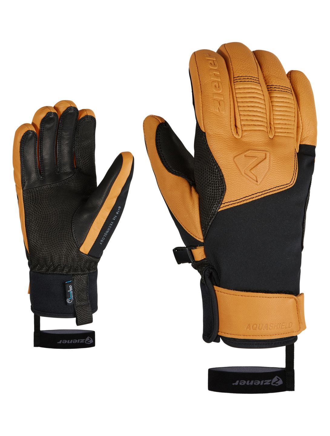 Ziener, Ganzenberg AS AW skihandschoenen heren Black / Tan bruin, zwart 