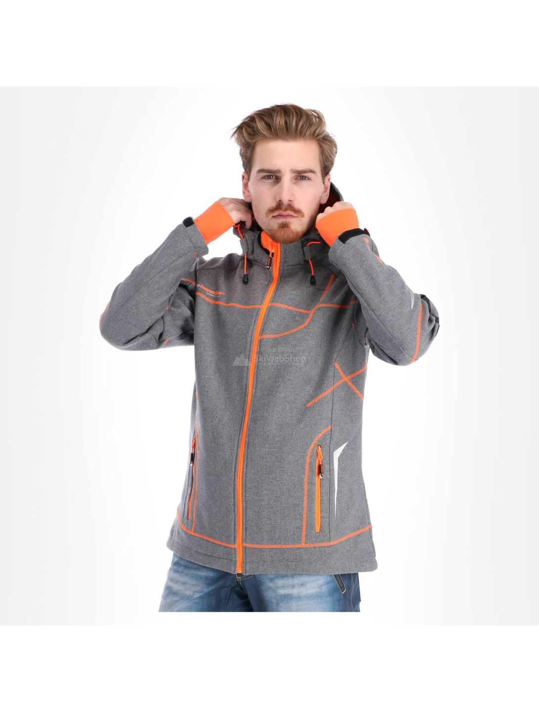 Geographical Norway, Tushiba Men 007 + Bs softshell ski-jas heren light grijs, oranje 