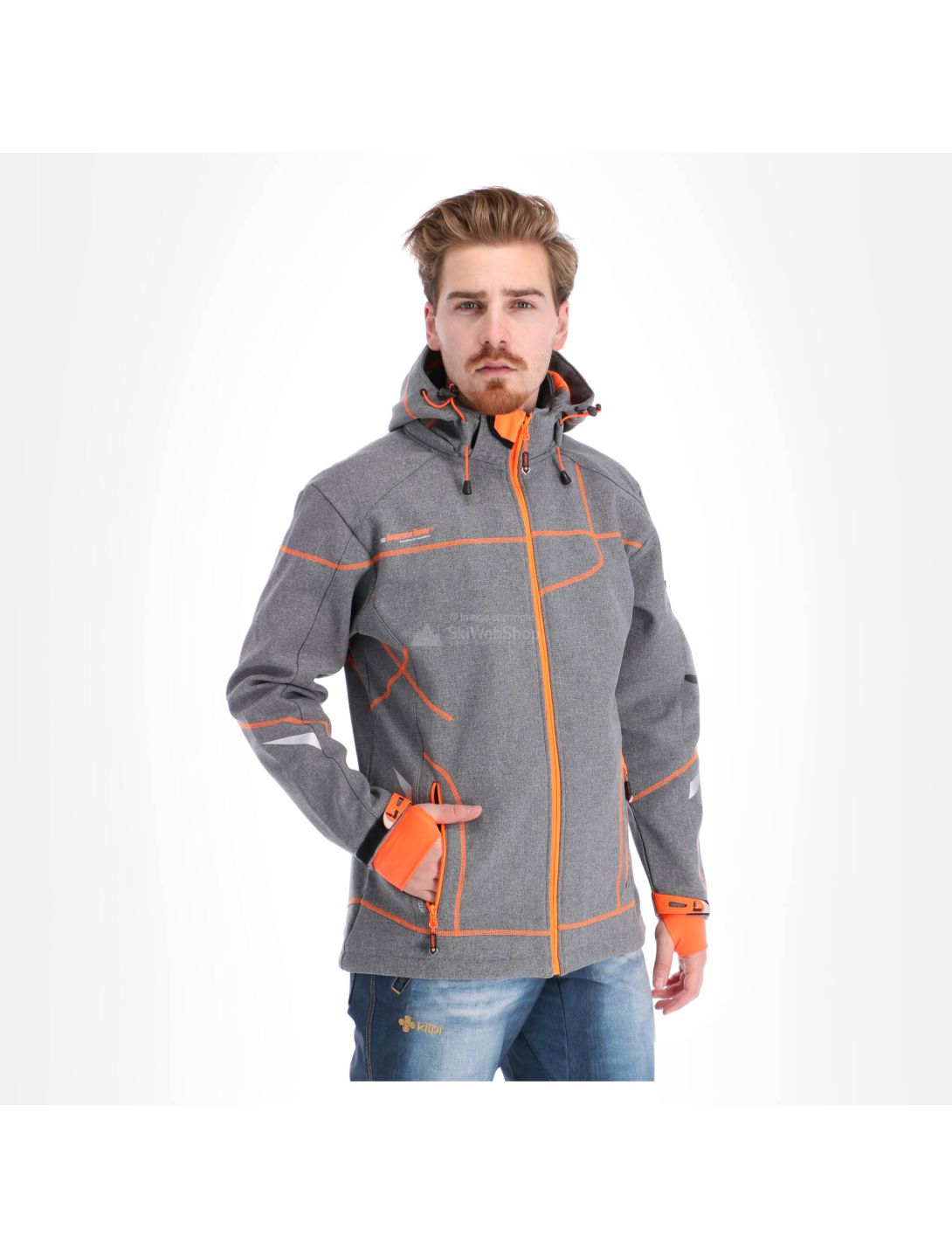 Geographical Norway, Tushiba Men 007 + Bs softshell ski-jas heren light grijs, oranje 