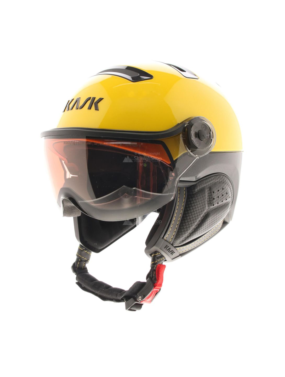 Kask, Montecarlo photochromic, skihelm met vizier, OTG, geel/rood/zwart