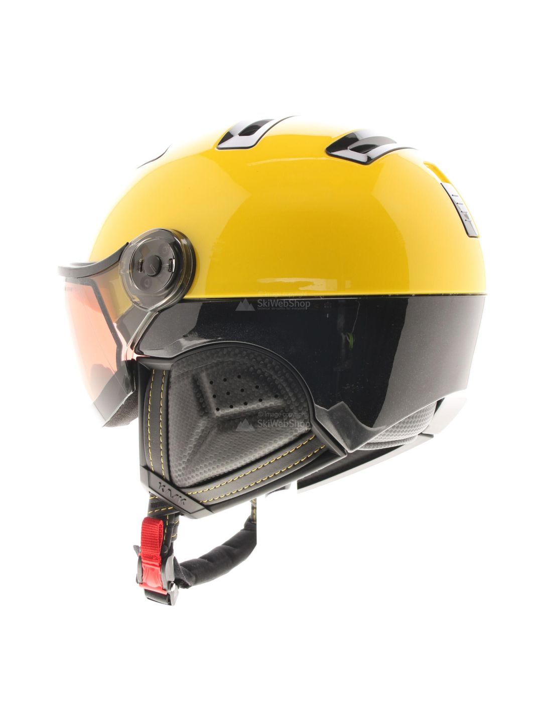 Kask, Montecarlo photochromic, skihelm met vizier, OTG, geel/rood/zwart