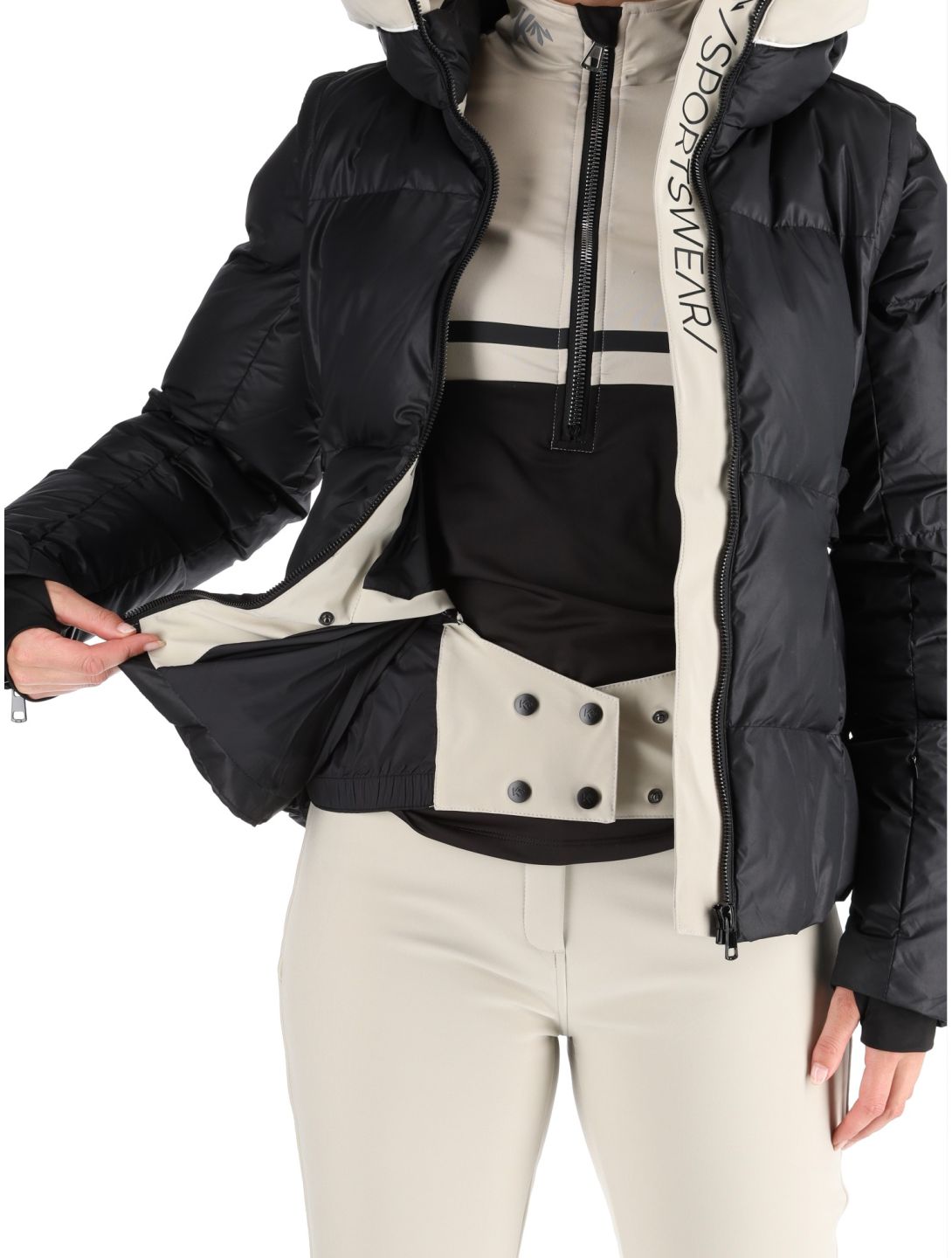 Kou Sportswear, Alpine elegance AA Jas gevoerd dames Black Zwart 