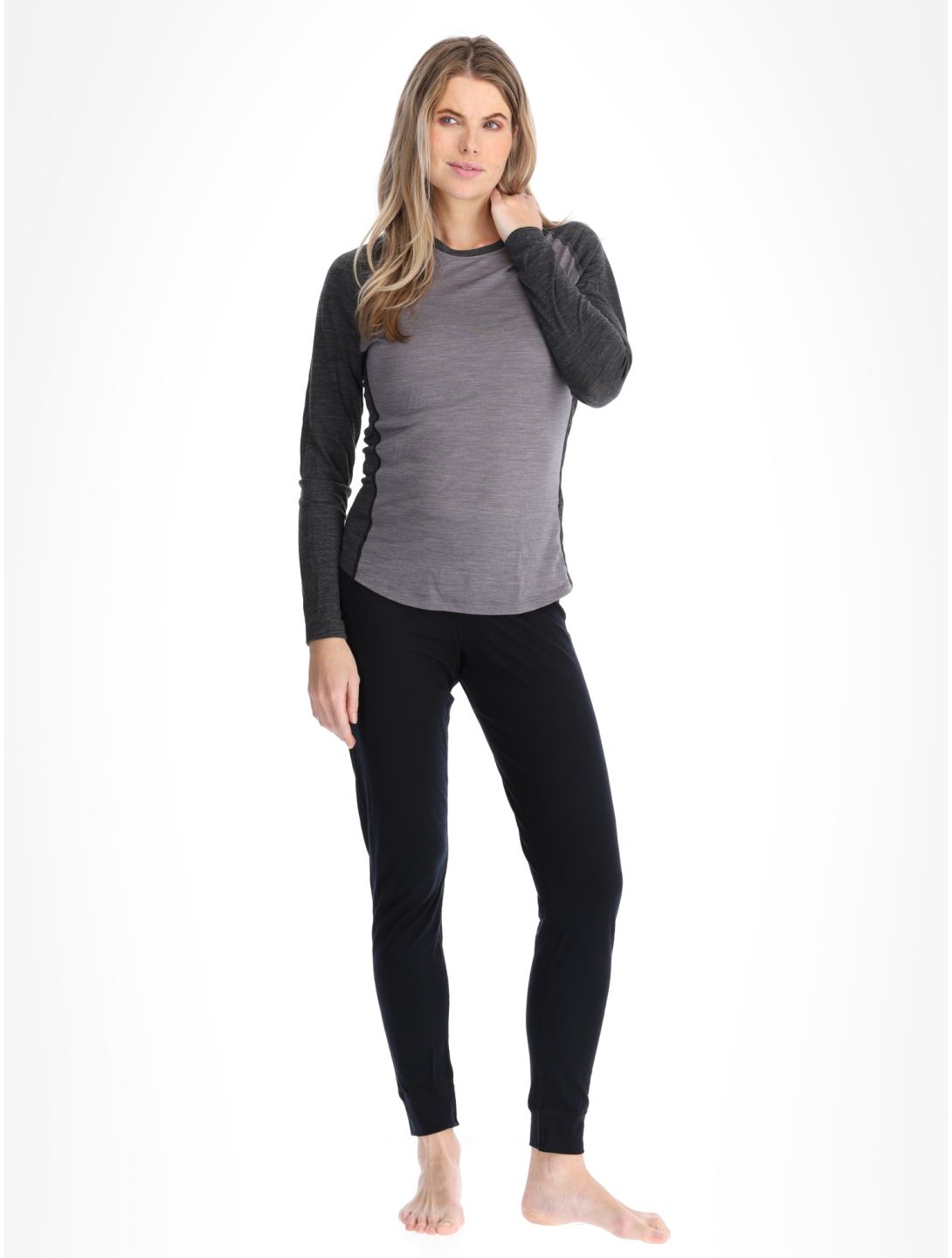 Odlo, Natural Performance PW 150 FA Thermoshirt dames Grey Melange - Dark Grey Melange Grijs 