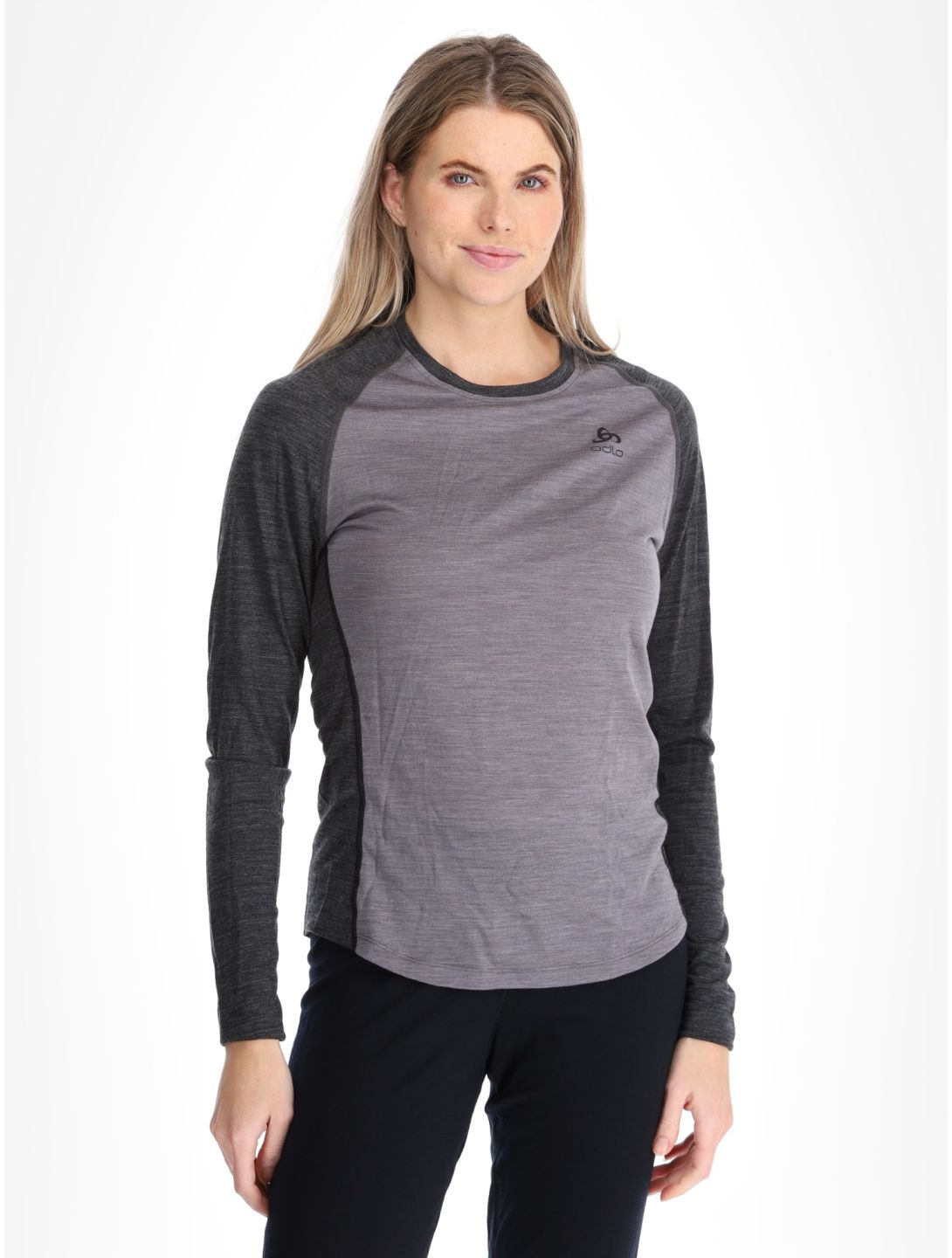 Odlo, Natural Performance PW 150 FA Thermoshirt dames Grey Melange - Dark Grey Melange Grijs 