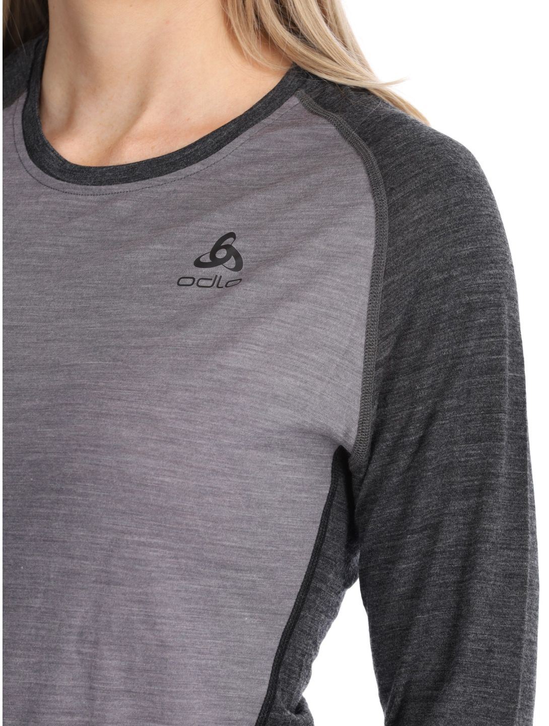 Odlo, Natural Performance PW 150 FA Thermoshirt dames Grey Melange - Dark Grey Melange Grijs 