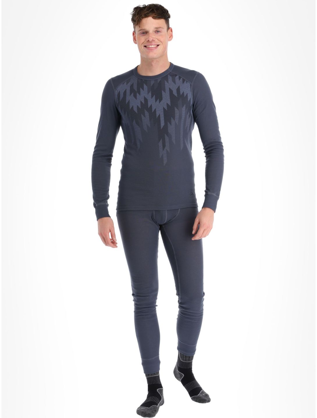 Odlo, Active Warm Eco Graphic thermoshirt heren India Ink grijs 