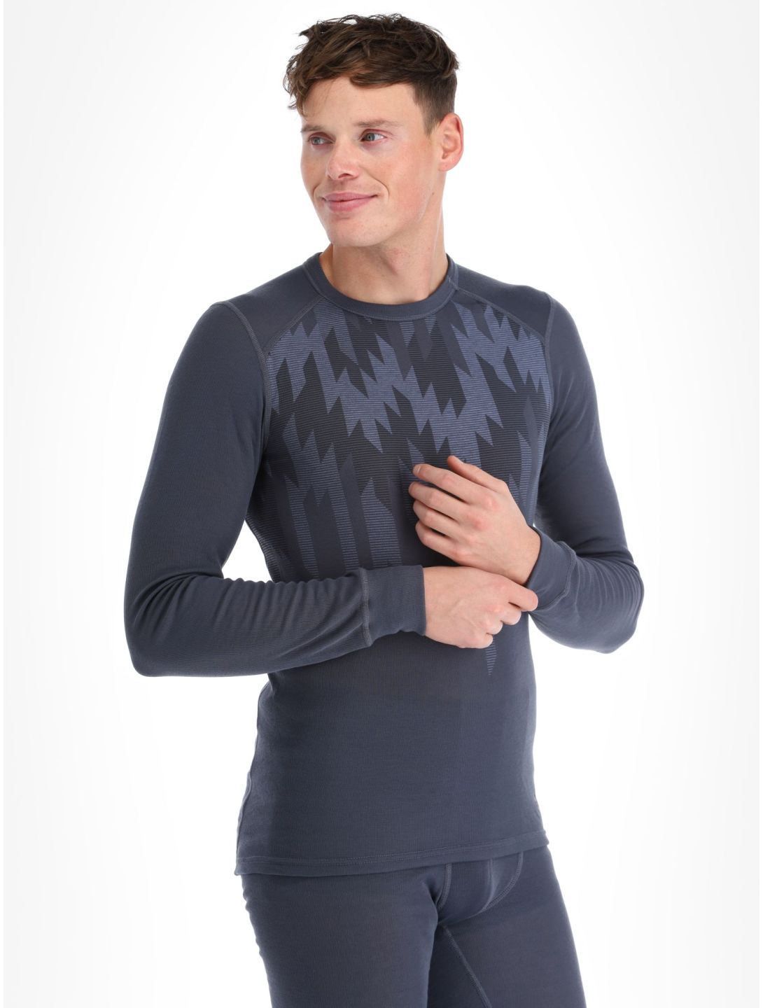 Odlo, Active Warm Eco Graphic thermoshirt heren India Ink grijs 