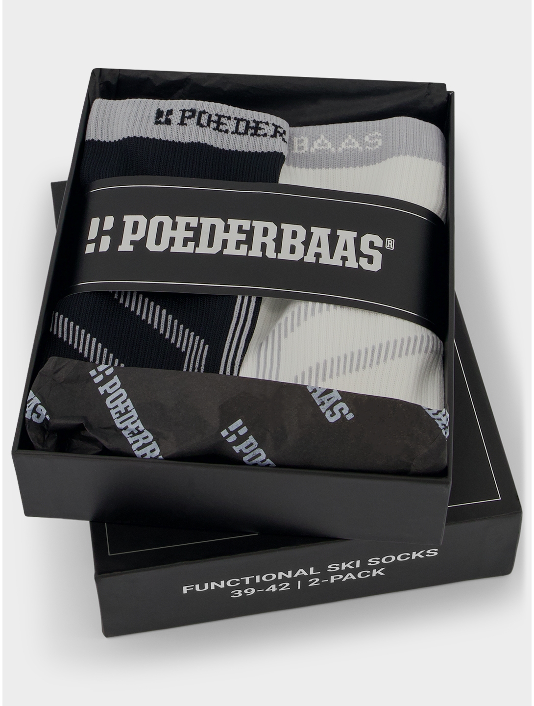 Poederbaas, Giftbox Ski Socks 2-pack skisokken 2-pack unisex Black White wit, zwart 