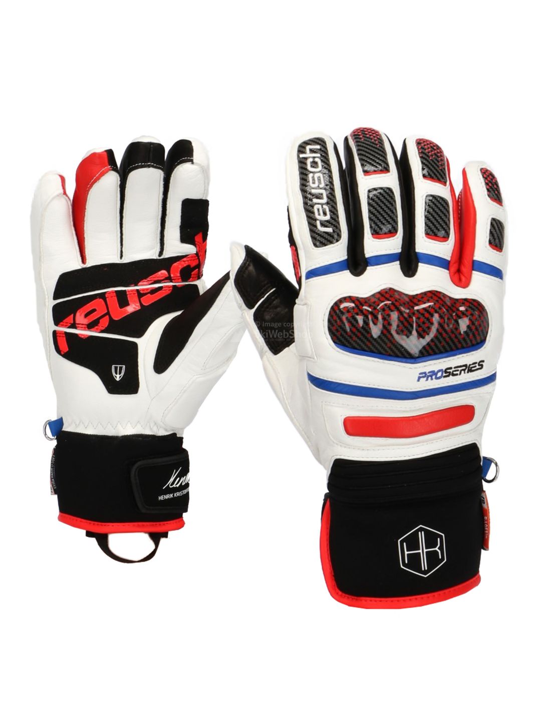 Reusch Henrik Kristoffersen skihandschoenen,  wit-rood