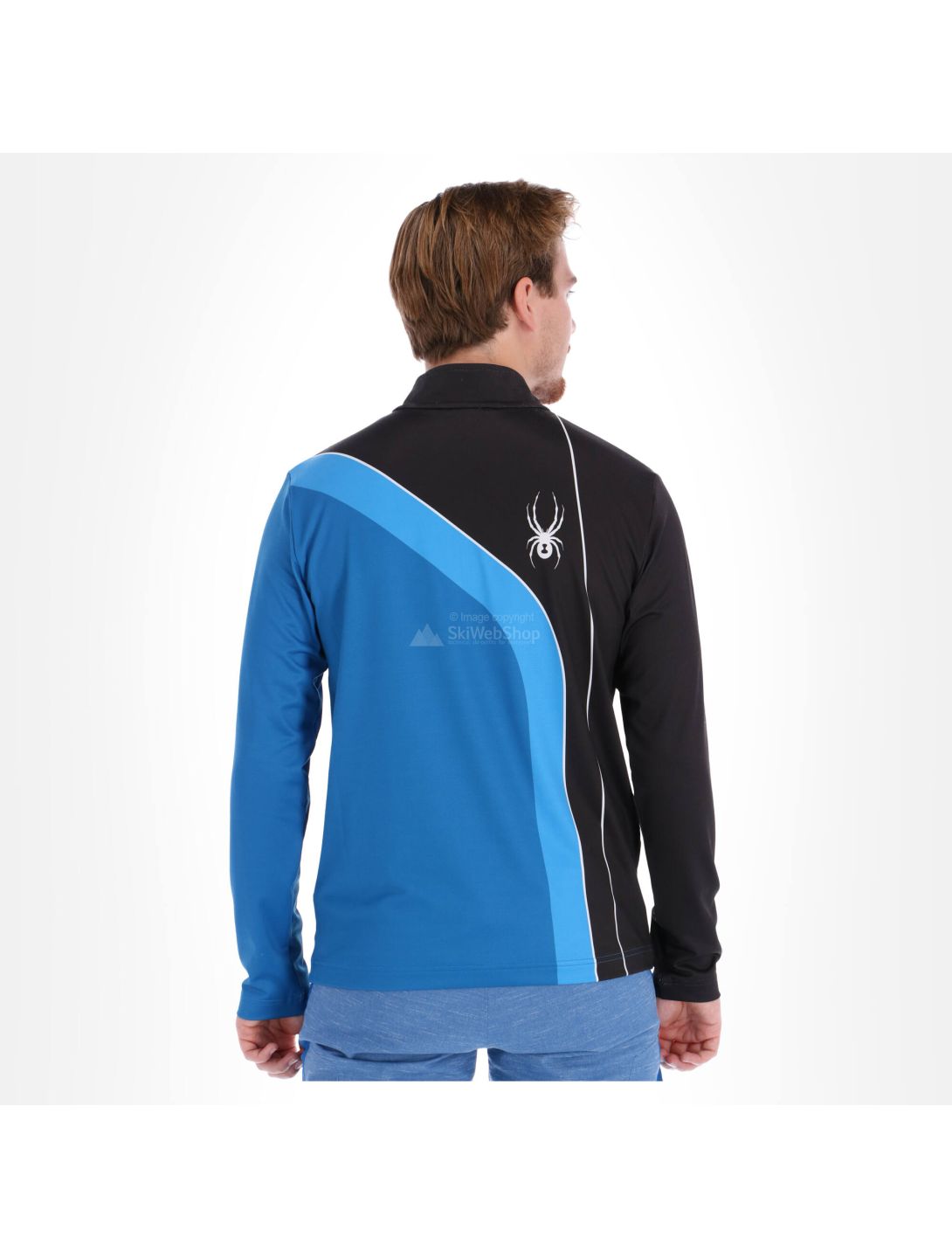 Spyder, Rival zip T-neck, skipully, heren, blauw/zwart