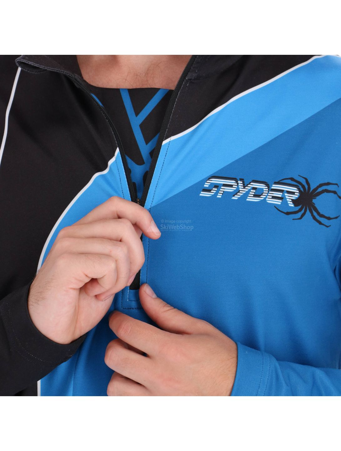 Spyder, Rival zip T-neck, skipully, heren, blauw/zwart