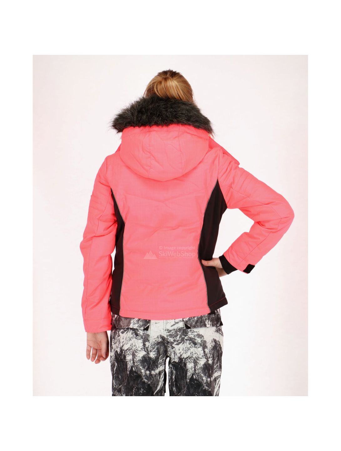 Superdry, Snow Puffer ski-jas, dames, fluro koraal/zwart 