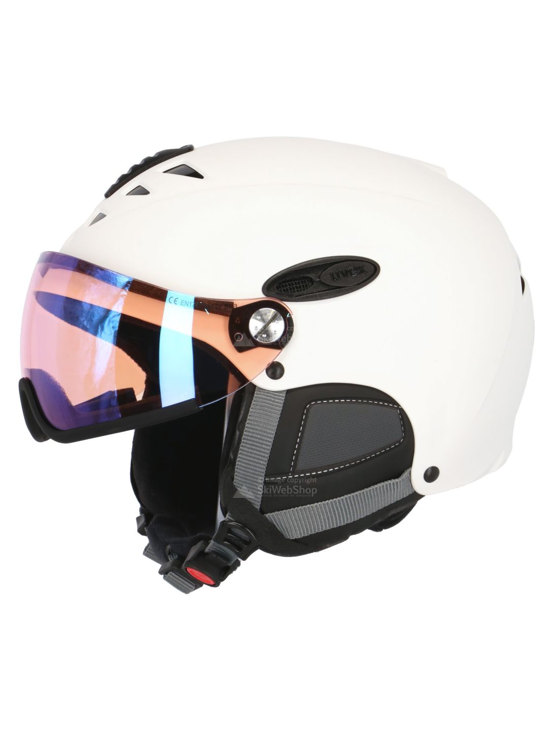 Uvex, HLMT 300 Visor Vario skihelm, mat wit