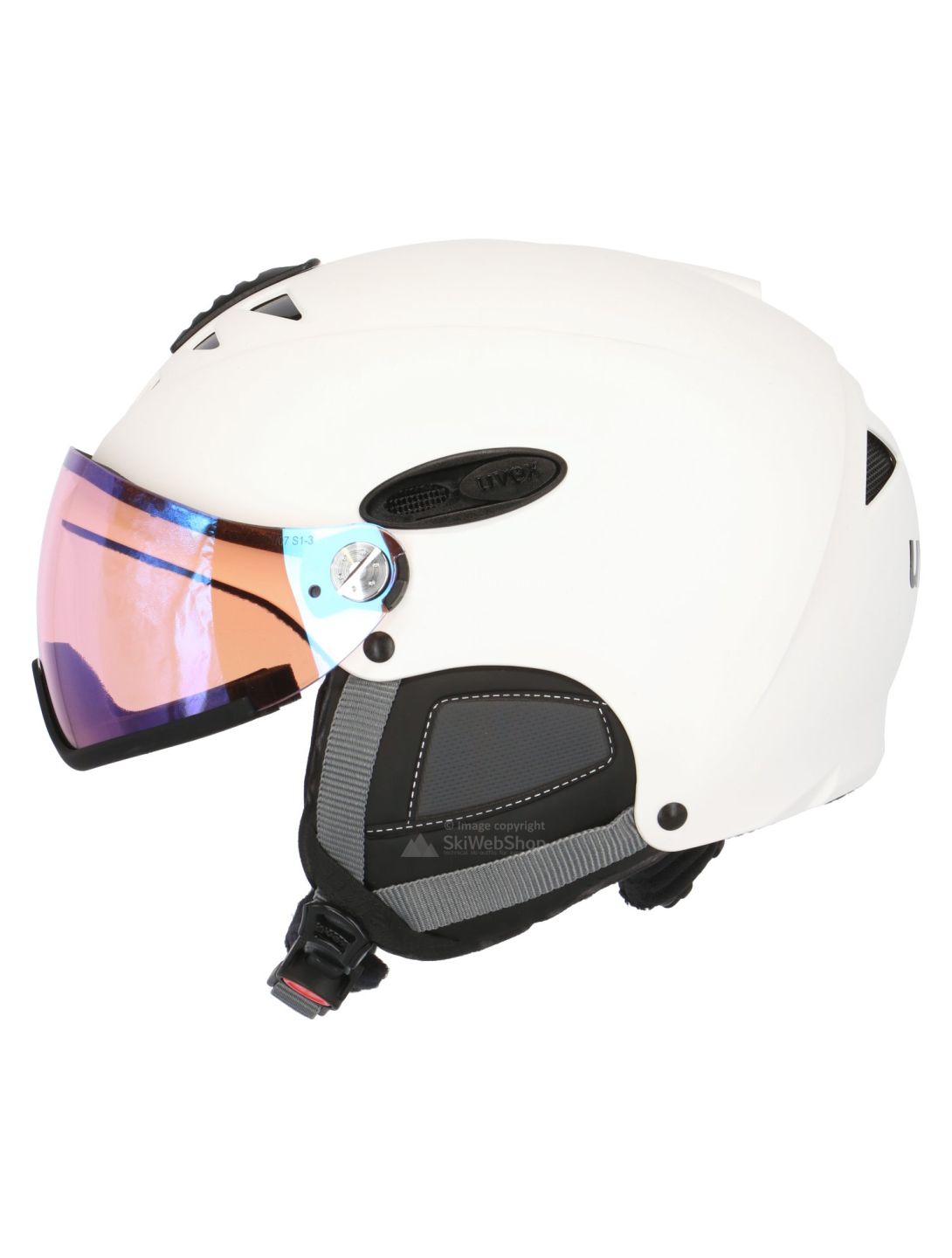 Uvex, HLMT 300 Visor Vario skihelm, mat wit