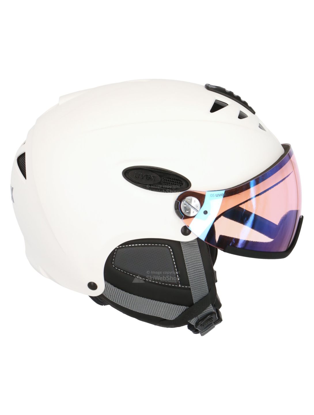 Uvex, HLMT 300 Visor Vario skihelm, mat wit