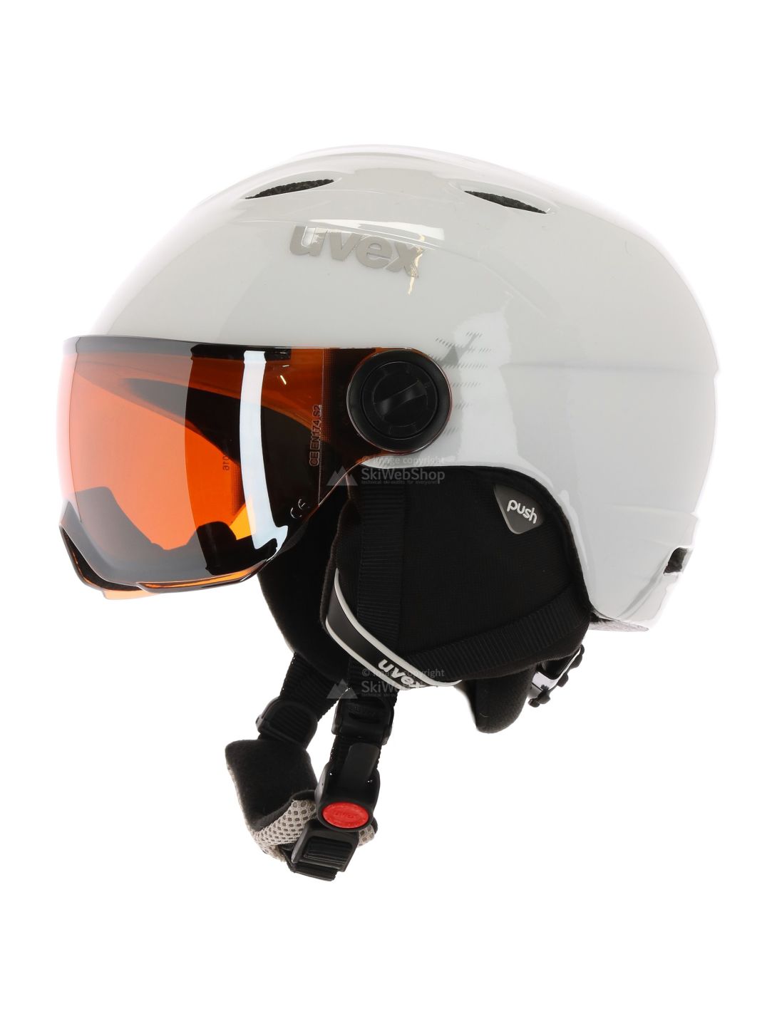 Uvex, Junior Visor Pro skihelm met vizier, kinderen, wit-grijs