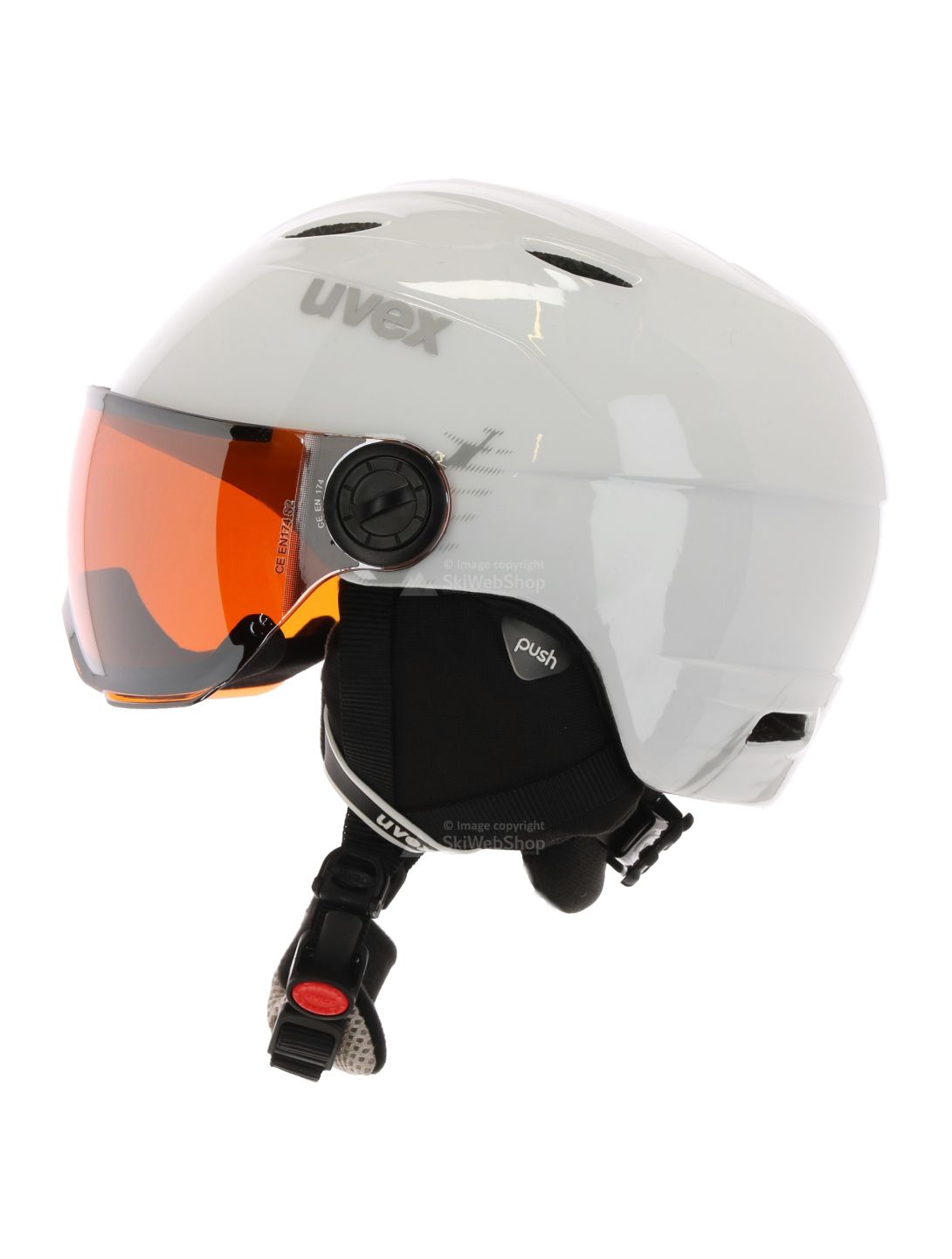 Uvex, Junior Visor Pro skihelm met vizier, kinderen, wit-grijs