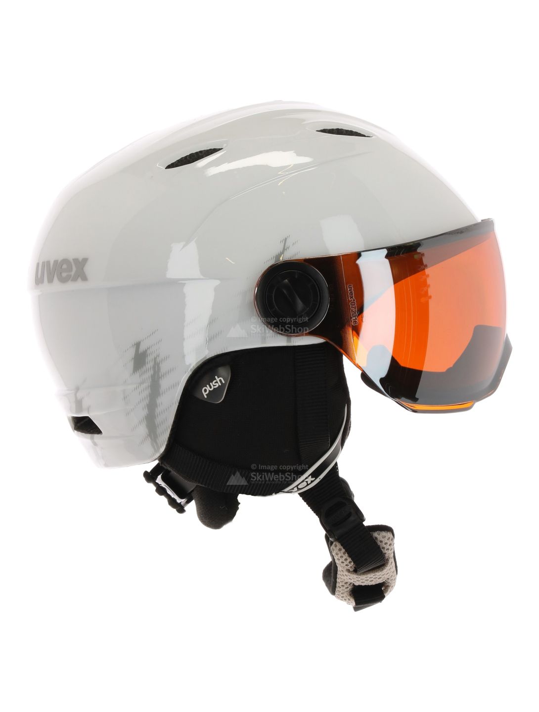 Uvex, Junior Visor Pro skihelm met vizier, kinderen, wit-grijs