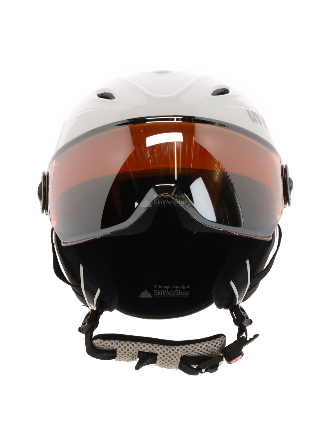 Uvex, Junior Visor Pro skihelm met vizier, kinderen, wit-grijs